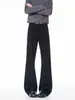 Jeans acampanados negros de corte slim para hombre, estilo American high street, versátiles y estilizan, disponibles en tallas grandes, pantalones rectos holgados, blancos en stock
