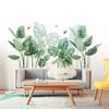Planta verde Hoja de Monstera pegatinas de pared de fondo decoración de sala de estar dormitorio pegatinas autoadhesivas KS6759