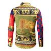 Camisa de Manga Larga para Hombre con Forro Largo 2021 Nueva Comercio Exterior Transfronterizo Moda Juvenil Europea y Americana Estilo Familiar Famoso Camisa de Solapa Estampada para Hombre
