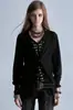 Top Cárdigan Oscuro con Remaches Y2K, Estilo Punk Vintage Cuello en V de un Solo Botón Holgado de Manga Larga Informal Chaqueta para Mujer