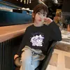 Camiseta de Manga Larga de Algodón Puro con Estampado de Dibujos Animados para Niñas Estilo Coreano Moderna Holgada Moda para Bebé Camiseta Base Trendy