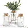 Jarrón Pequeño de Cuerda de Cáñamo Hecho a Mano Igual que el de Amazon, Jarrón de Vidrio para Flores Retro, Jarrón Pequeño Transparente Decoración de Escritorio