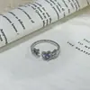 Anillo Abierto de Diamantes Morados Dulce Fresco Romántico para Mejor Amiga con Capas Femenino Elegante Estilo Ins Fresco Anillo Simple y Exquisito