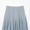 Ropa de Mujer al por Mayor Transfronteriza Primavera 2026 Nuevo Estilo Europeo y Americano Moda Falda Midi de Cuadros Pequeños Ondulados con Dobladillo Ancho