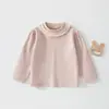 Outono Novo Bebê Macio Glutinoso Gola Redonda Suéter Versátil Top Estilo Coreano Atmosfera Bebê Manga Longa Camisa Base