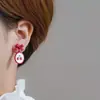Pendientes de Clip con Orejas de Lazo Tridimensionales, Rojos, Lindos y Dulces Pendientes de Cereza, Diseño de Nicho, Pendientes sin Perforar, Novedad 2025
