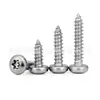 Tornillo autorroscante de acero inoxidable 304, cabeza plana redonda, ranura de flor de ciruelo, con aguja, GB7380, antirrobo, punta afilada, rosca gruesa