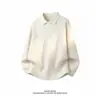 Camisa polo de manga larga con textura estilo americano para hombre, corte limpio, capa base casual, top holgado de moda para otoño