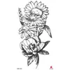 Adesivos de tatuagem de flor esboço preto e branco adesivos de tatuagem de flor adesivos de tatuagem à prova d'água impressão colorida adesivos de tatuagem pequenos para braço inteiro