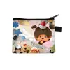Monchichi Caricatura Billetera para Monedas, Cartera Pequeña Linda con Cremallera, Bolsa de Almacenamiento para Niñas, Portatarjetas de Llave, Bolso Pequeño Portátil de Mano