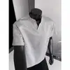 Camiseta de Manga Curta com Decote V Estilo Novo Verão 2026 para Homens, Top Simples de Botão, Camiseta Básica, Moletom, Algodão