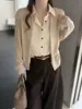 Camisa estilo coreano con diseño de patchwork, aspecto de dos piezas falsas, cárdigan de punto con cuello alto, nueva colección otoño/invierno para mujer, suéter elegante con efecto adelgazante