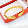 Pulsera Abierta Estilo Antiguo Dragón y Fénix de Aleación de Cobre Imitación Oro para Mujer, Pulsera de Boda de Oro Sólido de Gama Alta Nicho