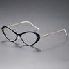 Armazón de titanio puro para gafas de miopía, armazón ojo de gato pequeño estilo occidental para mujer, gafas de miopía sencillas sin tornillos 6550
