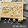 Grampo de Cabelo Hanfu Estilo Antigo Materiais Pérolas Meia-Furo Agulha de Prata Imitação Pingente Simples Retrô DIY Joias Acessórios Brinco Anel