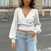 Deseo Moda Femenina Primavera y Otoño de Amazon Estilo Europeo y Americano Chica Popular Top Versátil de Cuello V Ajustado Cárdigan de Punto de Manga Larga de Moda
