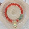 Pulseira de Cristal de Ágata Vermelha Estilo Chinês Novo Pulseira de Jade Birmanês Cabacinha Dourada Método Antigo Feminina Joia