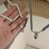 Entrada Francesa Luxo Vintage Nó Pérola Colar Pequeno Estilo Chanel Elegante Entrada Luxo Elegante Simples Corrente para Clavícula Colar Corrente para Mulheres