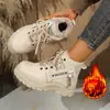 Comercio Exterior Botas de Nieve Tallas Grandes Mujer 2026 Otoño Invierno Nuevos Zapatos de Algodón Suela Gruesa Cierre Frontal con Cordones Casual Botas Martin para Mujer Tallas Grandes