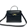 Bolso Tote de Cuero Genuino de Gran Capacidad Nuevo de Otoño Hebilla de Cuerda Metálica de Nicho Bolso Cruzado de Hombro Tejido para Mujer