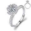 Anel de Joia Transfronteiriça Imitação de Moissanita Feminino Estilo Ins Aberto Ajustável Nicho Acessível Luxo High-End Anel de Zircônia