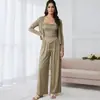 Novo Cardigã de Primavera e Verão da Amazon, Elástico, Estilo Relaxado, Emagrecedor, Cobre o Corpo, Ajuste ao Corpo Conjunto de Três Peças Pg0275
