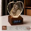 Bola de cristal creativa, luz de noche de madera maciza, lámpara ambiental de escritorio, decoración de mesita de noche, temática de mascotas gato y perro, regalo de recuerdo personalizable