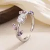 Anillo de Flor de Zircón Colorido de Amazon Moda Joyería para Mujer Anillo Mayorista Transfronterizo Anillo de Zircón Arcoíris