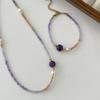Collar de cuentas de piedra natural con personalidad femenina, dopamina de verano, oro, sol, amatista, perla, morado, nicho, cadena de clavícula