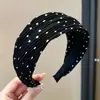 Diadema de punto estilo retro americano de ala ancha, de alta gama, adecuada para frentes amplias, a la moda, versátil para uso diario y para ir al trabajo, pinza para el pelo y accesorio para el cabello