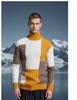 Comércio Exterior Transfronteiriço Moda Casual Masculina Suéter Outono e Inverno Estilo Coreano Bloco de Cores Gola Alta Tricô Suéter para Homens