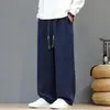26 Nuevos Pantalones Casuales para Hombre Otoño/Invierno Estilo Chino Ropa para Hombre Pantalones Harem Jacquard Pantalones Rectos Gruesos con Patrón de Nido de Pájaro Retro