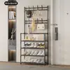 Bestseller transfronterizo: perchero de metal integrado para zapatos y sombreros, perchero para ropa, zapatero combinado para entrada, perchero de pie para apartamentos de alquiler