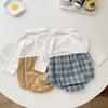 Ropa de Bebé Estilo Coreano para Primavera y Otoño Traje de Una Pieza para Bebé Niño Traje de Hermana Traje para Gatear Ropa de Bebé Niño de Algodón Puro para Hermano y Hermana de un Año
