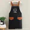 Delantal de lona moderno con logo estampado, nuevo diseño simple, anti-manchas y resistente al desgaste, especializado para servicio de comedor, ropa de trabajo para mujer