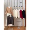 AS OFFICIAL Otoño/Invierno Estilo Coreano para Mujer Suave Versátil Patchwork Falso Dos Piezas Cuello Redondo Manga Larga Tejido 18011