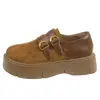 Mocasines Retro Estilo Británico Doble Hebilla Suela Gruesa para Mujer 2026 Otoño Nuevo Versátil Punta Dividida Mary Jane Zapatos Pequeños de Piel