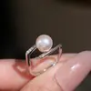 Acessórios DIY Anel de Prata Esterlina S925 Exquisito com Cravação para Pérola Base de Anel Semi-acabada para Mulheres 6-8mm