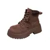 Hebilla de Cinturón de Trabajo Botas Martin con Cordones Versátiles para Mujer 2026 Suela Gruesa Estilo Nuevo Botas de Moda Otoño/Invierno Elegantes Cómodas Aumentan la Altura