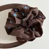 Goma para el pelo scrunchie de lunares azules de alta gama color café coreano con cintura pequeña para mujer, accesorio de pelo retro versátil para coleta baja
