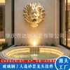 Colgante de Grifo de Arenisca para Exteriores Escultura de Grifo Aspersor de Agua de Fibra de Vidrio Imitación Cobre Paisaje Urbano Escultura de Doble Dragón Jugando con una Perla