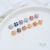 Cuentas espaciadoras de trébol de cuatro hojas con forma de corazón de circonita de colores, chapadas en oro de 14 quilates sobre cobre, para accesorios de pulseras y collares de cristal y perlas de bricolaje
