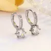 Pendientes de Hebilla de Oreja de Estilo Coreano de Seis Garras Simples Elegantes de Imitación Plata Moda Versátil Hebilla de Oreja Pendientes de Diamante Joyería para Orejas