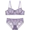 Sutiã Push-up de Renda Sexy para Mulheres com Seios Grandes Faz Menores Anti-Queda Fino Sem Bojo Conjunto de Lingerie Sutiã Respirável