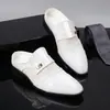 Sapatos Masculinos de Couro Casuais Fechados, Estilo Britânico Formal de Negócios, Bico Fino Brilhante, Transpiráveis, Cruzados na Fronteira 25308