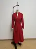 Transfronterizo Europeo y Americano 2026 Estación Independiente de Amazon Moda Nueva para Mujer Elegante Color Sólido Solapa Corbata Cintura Abrigo Ropa de Abrigo