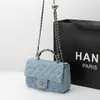 Bolsos para Mujer 2025 Nuevo Estilo Popular de Este Año Bolso Cruzado de Hombro Único Bolso Cuadrado Pequeño de Cuero Genuino Acolchado con Cadena