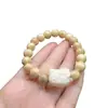 10mm Madeira com Cheiro de Leite Gatinho Cabeça de Fruta Marfim Pulseira de Desenho Animado Pulseira de Madeira com Cheiro de Leite Nova Pulseira Estilo Chinês Pulseira DIY