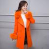 Leche de Papaya Otoño e Invierno Nueva Llegada Estilo Coreano Elegante Adelgazante Con Cordones Abrigo de Lana Cuello Grande de Lana Abrigo de Lana Moderno