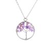 30mm Piedra Natural Cristal Grava Redonda Árbol de la Vida Colorido Piedra Natural Árbol del Dinero Collar Colgante Envuelto en Alambre de Piedra Preciosa